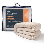 Silentnight Wellbeing Copper Double Mattress Topper - Natural Anti-Allergy, Cooling and Anti-Bacterial Properties of Copper - Supportive and Machine Washable - Double Bed, White, (549295GE)