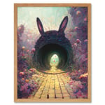 Down The Rabbit Hole Alice In Wonderland Easter Bunny Tunnel Art Print Framed Poster Wall Decor 12x16 inch