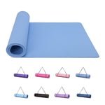 Good Nite Tapis de yoga pour entraînement, pilates, fitness pour homme et femme, antidérapant, haute densité de 10 mm, avec sangle de transport, 183 x 61 x 1 cm (bleu ciel)