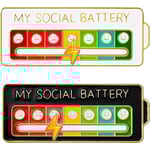 2 st MY SOCIAL BATTERY, Rolig Social Humör Brosch Nål för 7 Dagar, Nål Rolig Social Batteri Brosch Badge Humör Nål Badge Söt
