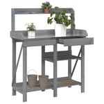 vidaXL Planteringsbord med hyllor grå massivt granträ 368433