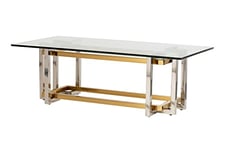 Adda Home Table Basse, Acier Inoxydable Acrylique Verre, Doré/argenté/Transparent, 120X60X40 Cm