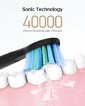Fairywill Sonic Electric Toothbrush 4PCS Heads Gum Care & Whitening Teeth Black