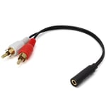 AKORD 3.5mm Stereo Aux Jack to RCA Plug X 2, Y Cable, Black