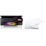Epson EcoTank ET-8550 A3 Print/Scan/Copy Wi-Fi Photo Ink Tank Printer, With Up To 2 Years Worth Of Ink Included & House of Card & Paper A3 300 gsm Card - White (Pack of 25 Sheets)
