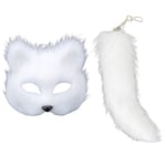 Konstgjord Pälsräv Svans Katt Mask Therian Mask och Svans Halloween Cosplay Fest-WELLNGS