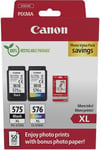 Canon PG-575XL/CL-576XL svart+färg, Photo Value Pack (2 färgpatroner + 50 ark 10x15cm fotopapper)