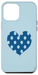 Coque pour iPhone 13 Pro Max Couleur bleue classique de l'année 2020 grand cœur bleu à pois