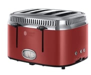 Russell Hobbs 4 Slice Toaster, 21690 Retro Stainless Steel in Red