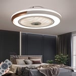 HYKISS LED Ceiling Fan with Lighting Modern Dimmable Fan Ceiling LED Lamp Adjustable Wind Speed Dining Room Bedroom Living Invisible Fan Lamps 40W Ceiling Lights Ø50CM [Energy Class A++],Gold