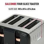 Haden Salcombe Black Toaster 4 Slice - Retro Design with Wide Slots - Easy To 