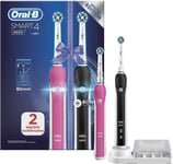 Oral-B Smart 4 2x Electric Toothbrushes For Adults, 2 Toothbrush Heads, 3 Modes
