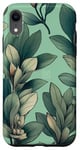 iPhone XR Leaves Botanical Flower Plant Line Art Sage Green Case