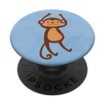 Cute Brown Hanging Monkey A Rope On Blue Cloudy Background PopSockets Grip and Stand for Phones and Tablets