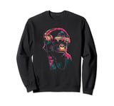 Neon Gorilla With Headphones Techno Rave Music Monkey Sweatshirt
