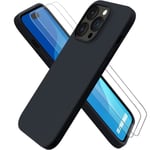 Skal till iPhone 15 Pro Max Silikon Ultra Slim Black + 2 skärmskydd i härdat glas