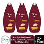 Dove Pro Age Body Wash Sulfate-free Rich Nourishment for Mature Skin, 3x450ml