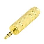 3.5mm Male to 6.5mm 1/4 Female Jack Plug Stereo Headphone Microphone Audio Adapter Converter AV Gold Plated - Golden
