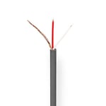 NEDIS - Câble microphone - 2 x 0,23 mm² - 100 m - Rond - Rouleau - Cuivre - PVC - Gris foncé
