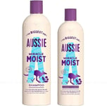 Aussie Miracle Moist XL Shampoo and Hair Conditioner Set for Dry, Really Thirsty