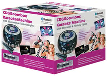 CDG Boombox Bluetooth Flashing Light Party DJ Karaoke Machine 2 Microphones & CD