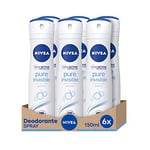 Nivea Déodorant Spray 6 boîtes de 150 ml Pure Invisible