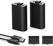 Battery Pack for Xbox One Controller, 2 Pack Rechargeable Batteries with 5FT USB Charging Cable for Xbox One/Xbox One S/X Elite Wireless Controllers