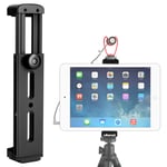 Tablet Tripod Mount Adapter Holder, Metal Tablet Adjustable Clamp with Cold Shoe Mount Compatible with iPad Mini iPad 4 iPad Pro Surface Pro for Tripod Microphone Led Video Light for Video Recording