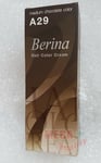 Berina Permanent Hair dye color cream # A29 Medium Chocolate