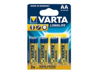 Varta Longlife Extra AA, Engångsbatteri, AA, Alkaline, 1,5 V, 4 stk, Blå, Gul