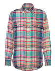 Plaid Linen Utility Shirt Tops Shirts Long-sleeved Multi/patterned Polo Ralph Lauren