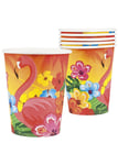 Hawaiian Party Flamingo Paper Cups Pk6