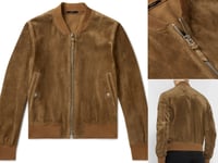 Tom Ford Iconic Perforated suede bomber jacket Leather Jacket Pilot Blouson 48