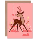 Stag In Love Cute Valentine's Day Greetings Card Plus Envelope Blank inside