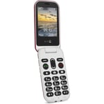 Doro 6060 - Téléphone 2G à Clapet Débloqué pour Seniors - Grandes Touches - Touche d'Assistance avec GPS - Rouge