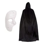 Robelli Phantom of the Opera Halloween Fancy Dress Set (Polyester Cape & Mask)