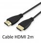 Cable Hdmi Male 2m Pour Mac Et Pc Console Gold 3d Full Hd 4k Television Ecran 1080p Rallonge (Noir)