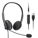 Tensphy USB Headset/ 3.5mm Computer Headset with Microphone, Lightweight Business Headset with Noise Reduction