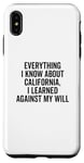 Coque pour iPhone XS Max Design humoristique « Everything I Know About California »