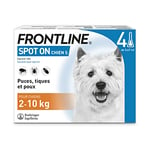 FRONTLINE Spot-on Chien - Anti-puces et anti-tiques pour chien - 2-10kg - 4 pipettes