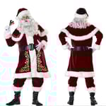Herr Deluxe Tomtekostym 8-delat Juldräkt Vuxen Santa Claus Co