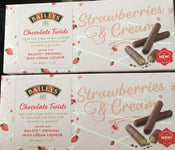 TWO Baileys Strawberries & Cream Chocolate Twists 107g Wafer Biscuits NEW