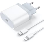20W USB C Snabbladdare och 1M Lightning Kabel Strömadapter Jack Snabbladdning för iPhone 14/14 Pro/14 Pro Max/13/12/11/XR/XS/X/iPad, AAFGVC