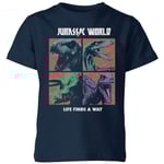 Jurassic Park World Four Colour Faces Kids' T-Shirt - Navy - 3-4 Years