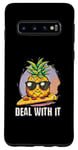 Coque pour Galaxy S10 Design mignon ananas sur plaque à pizza – Amusant « Deal with It »