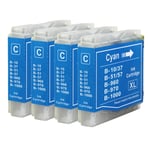 4 Cyan Ink Cartridges compatible with Brother DCP-135C, DCP-150C, DCP-153C