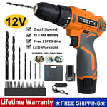 2xBattery Cordless Drill Electric Screwdriver Drill Driver Rechargeable Powered 
