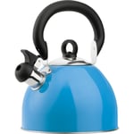 BLUE 2.5 LITRE STAINLESS STEEL STOVETOP HOB WHISTLING KETTLE GAS TEA COFFEE