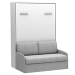 Lit escamotable vertical canapé MULTIMO couchage 140x200cm blanc