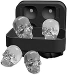 DOHAPPYS 3D Skull Ice Cube Tray Mould, Makes Four Vivid Skulls, Food Grade Flexible Silicone Ice Cube Maker in Shapes for Whiskey Ice and Cocktails